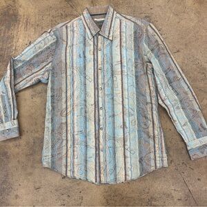 Johnston & Murphy Blue and Brown Patterned Shirt